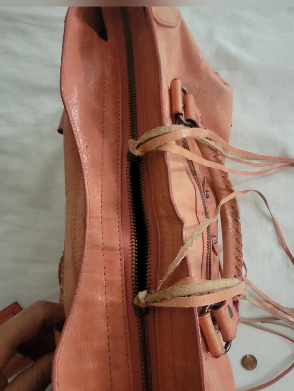 BESSO Leather Satchel Handbag With Fringe Accents - Picture 6 of 10